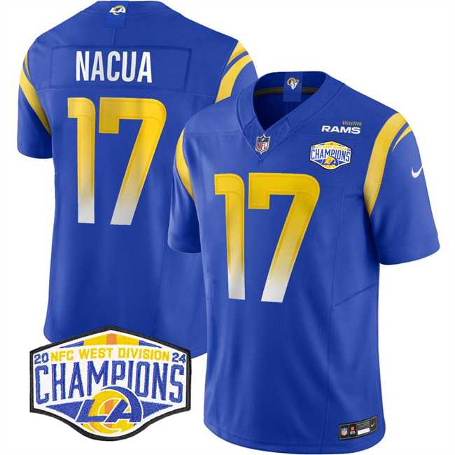 Mens Los Angeles Rams #17 Puka Nacua Blue 2024 NFC West Champions F.U.S.E. Vapor Untouchable Stitched Jersey